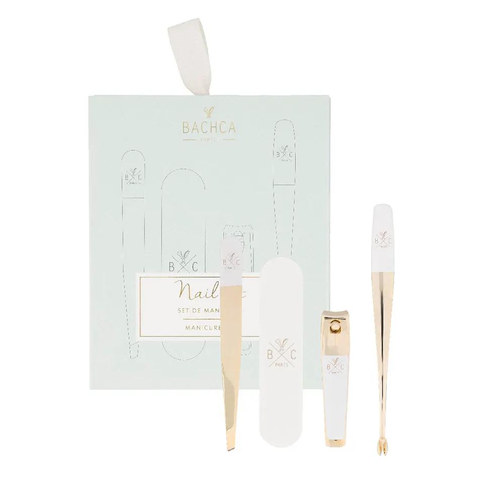 Bachca manicure kit with white and rose-gold tools in a pale blue box Nava Beauty on Tampa Home & Garden Store