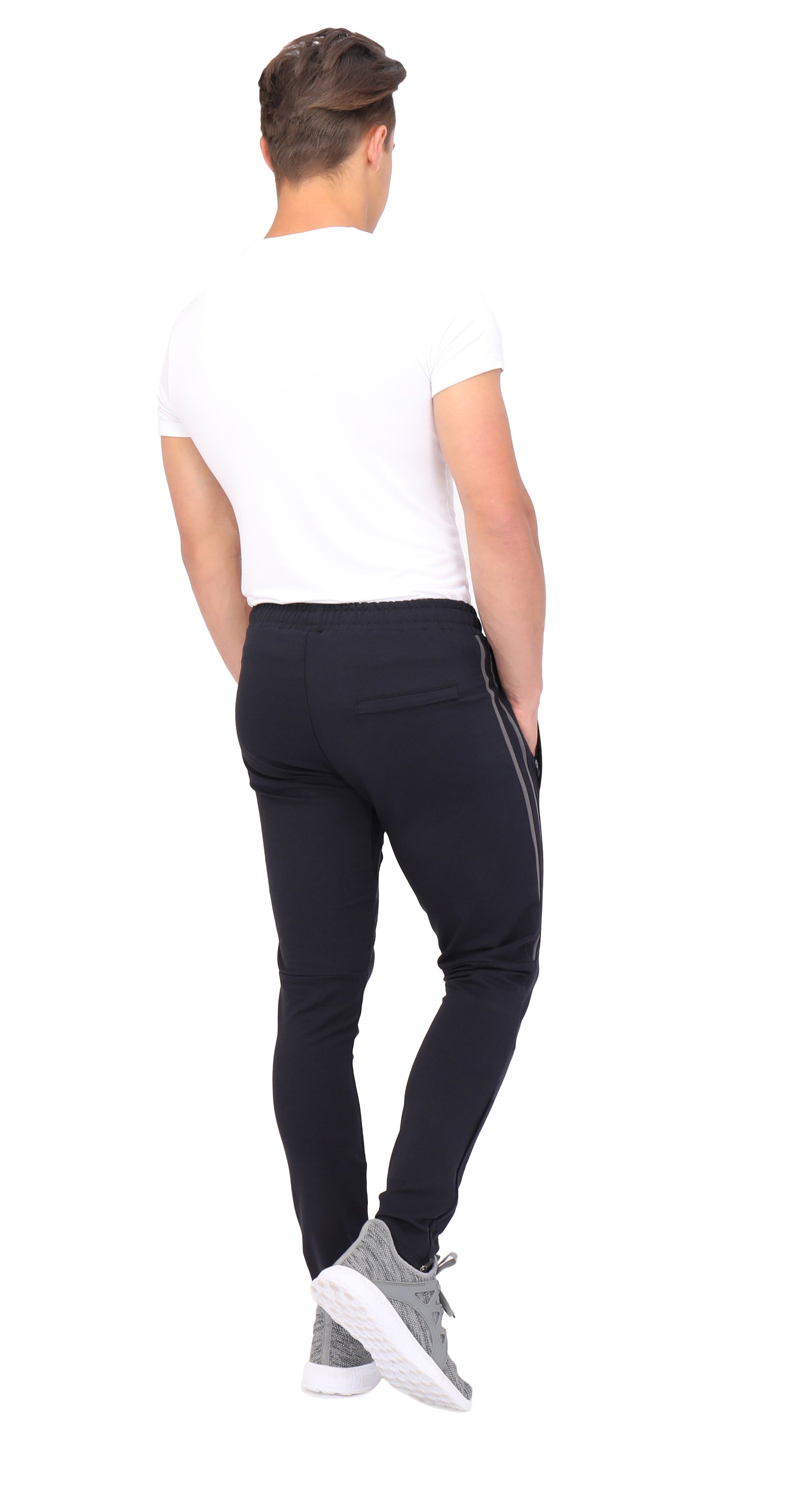 Ultimate Flex Jogger Sweatpants SCR Sportswear men's activewear black joggers with stripe on Tampa Home & Garden Store