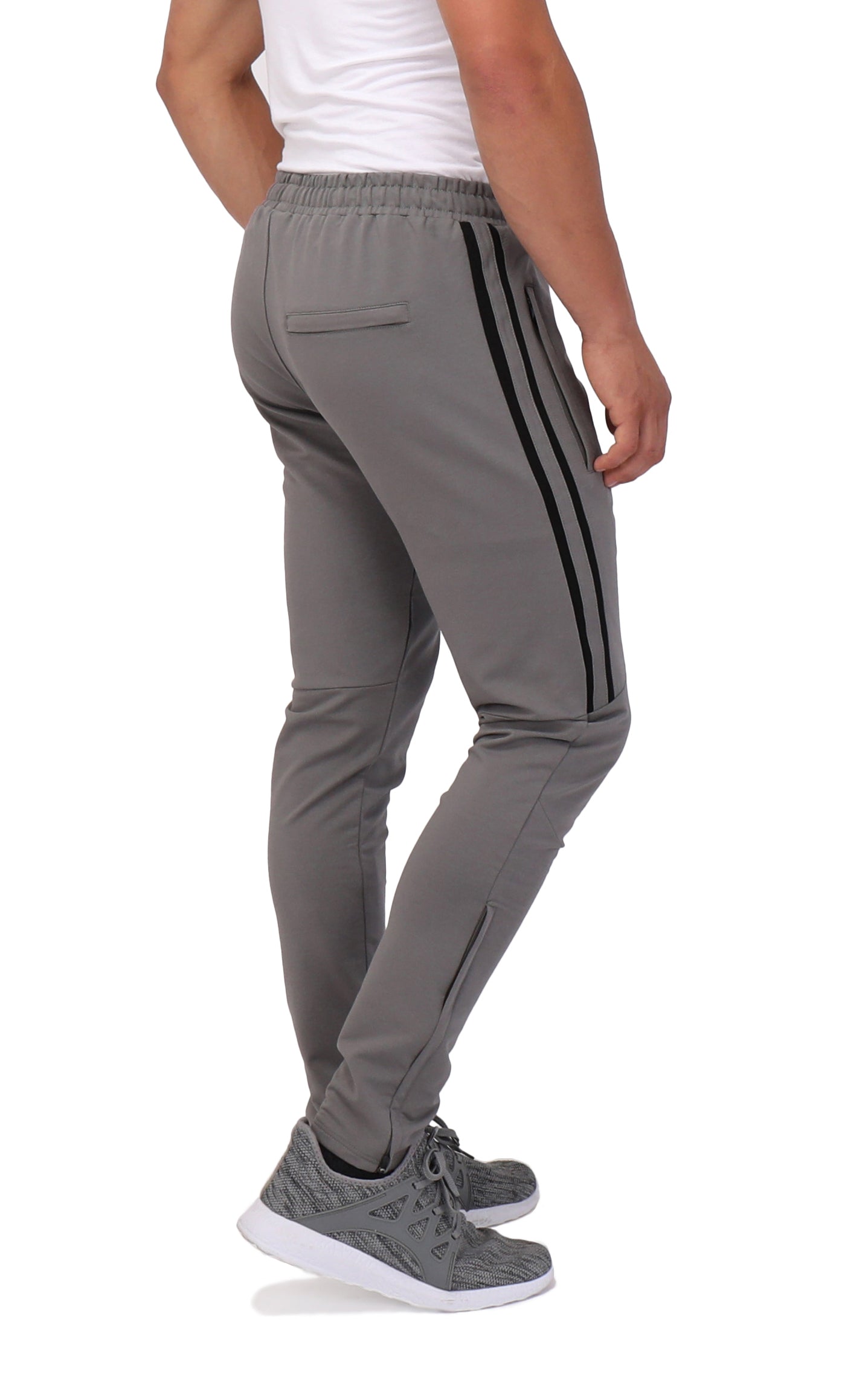 Ultimate Flex Jogger Sweatpants gray with stripes and elastic waistband SCR Sportswear on Tampa Home & Garden Store