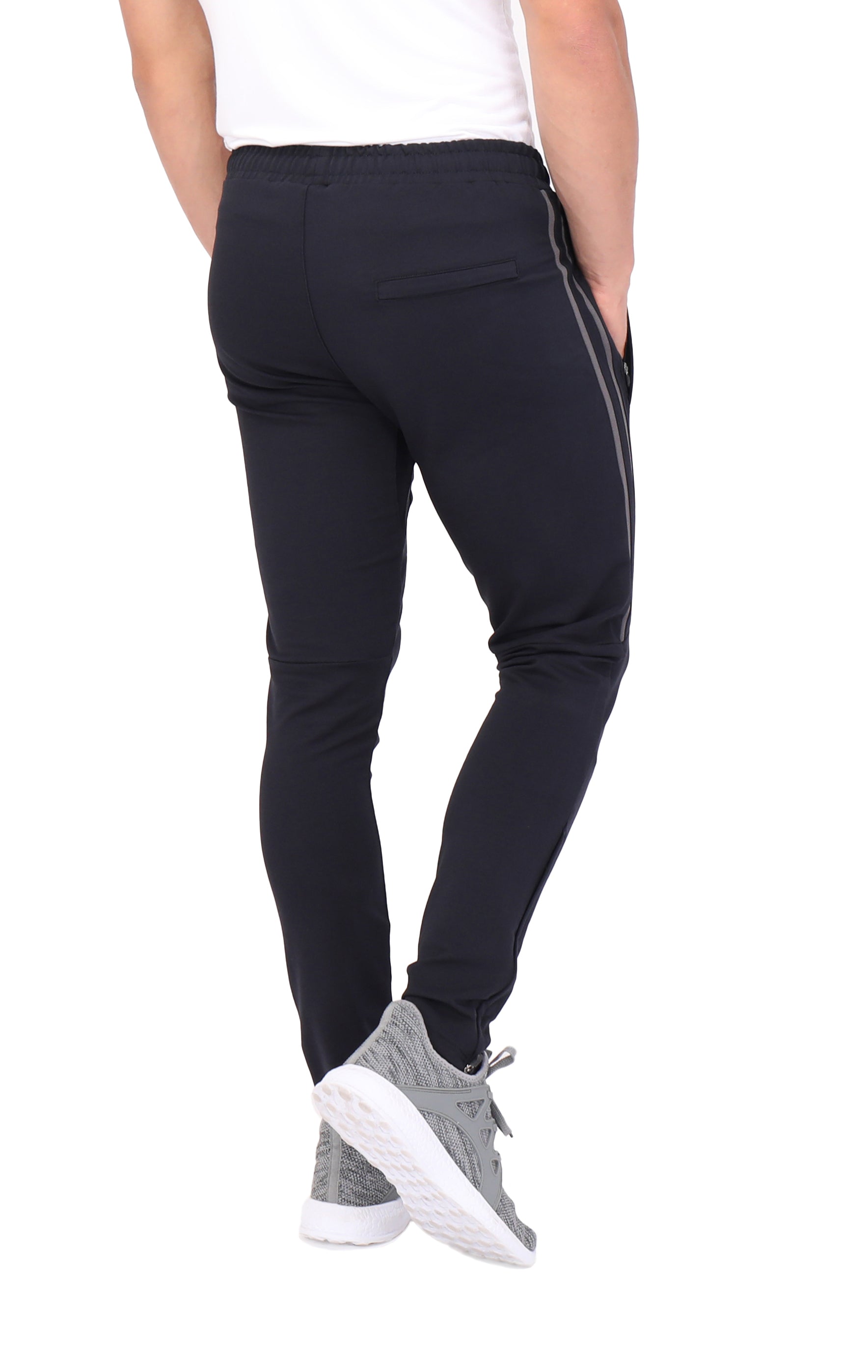 Men's SCR Sportswear Ultimate Flex Jogger Sweatpants in navy with gray side stripe on Tampa Home & Garden Store
