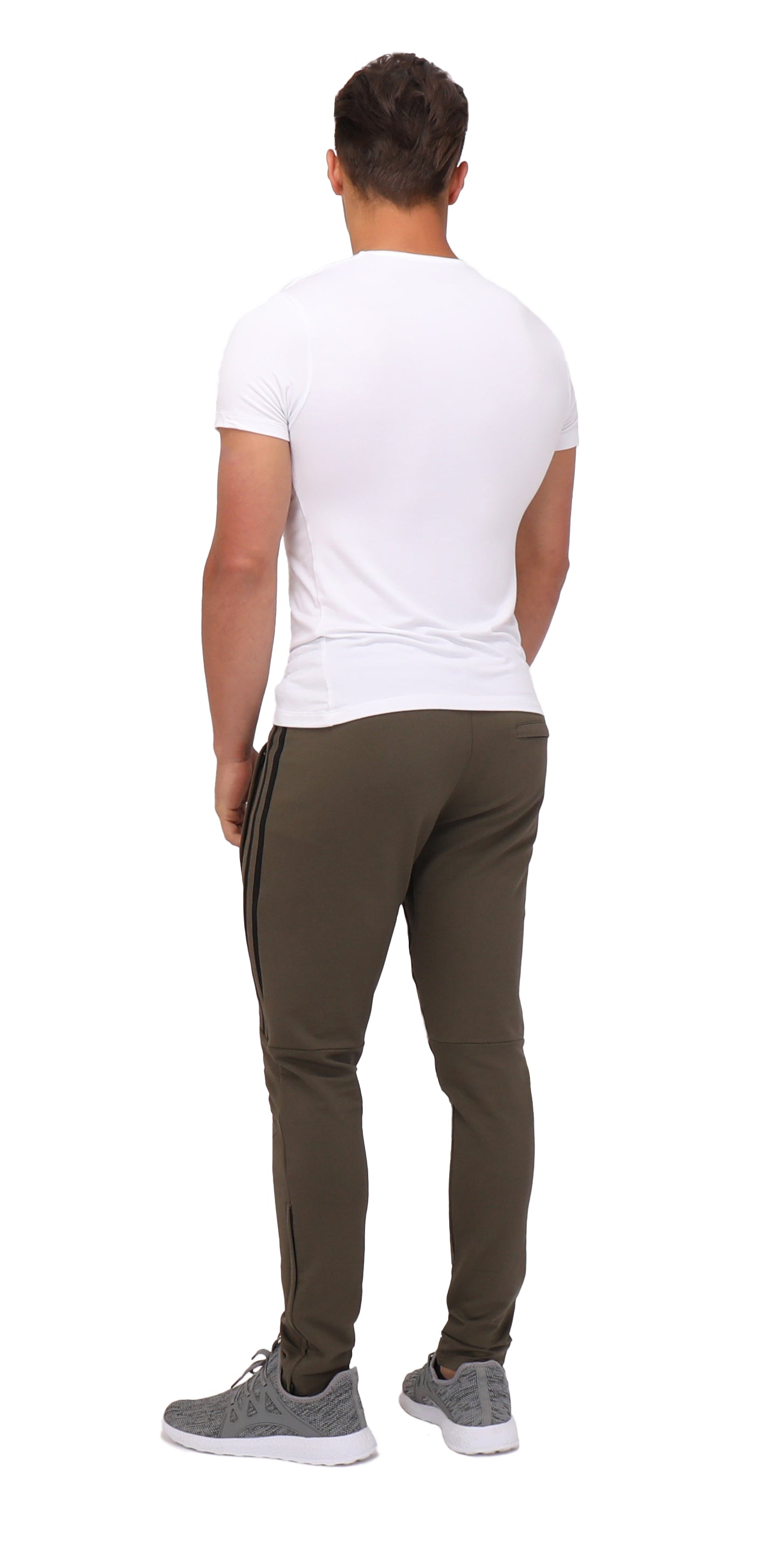 Ultimate Flex Jogger Sweatpants by SCR Sportswear, men's olive green joggers with black side stripes on Tampa Home & Garden Store