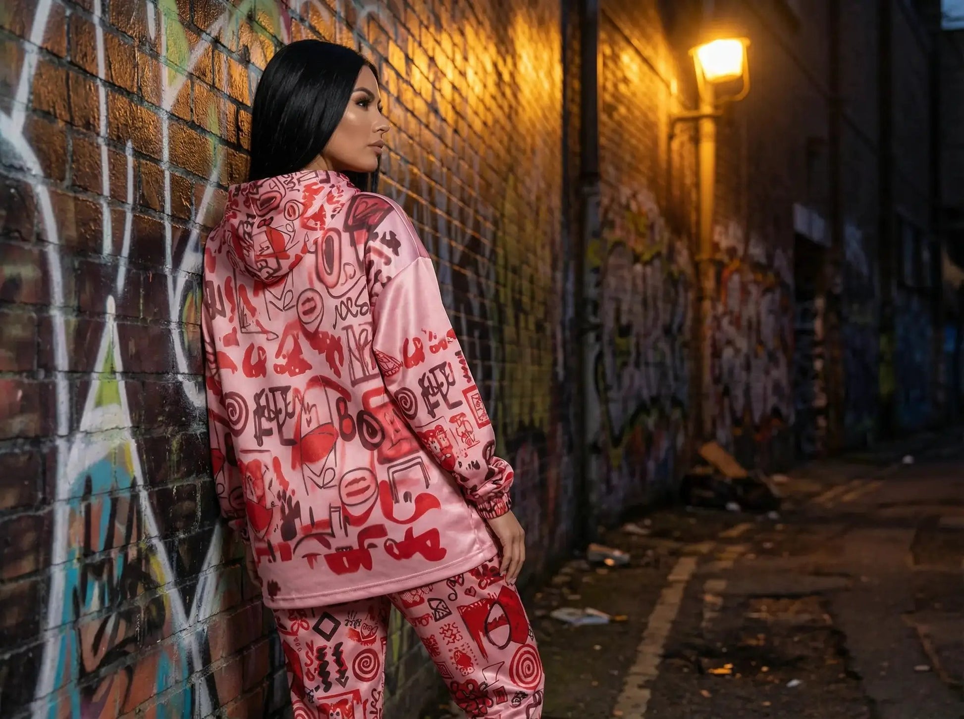 Pink graffiti fleece hoodie jacket, women's long sleeve activewear, FLIPSTYLEZLLC on Tampa Home & Garden Store