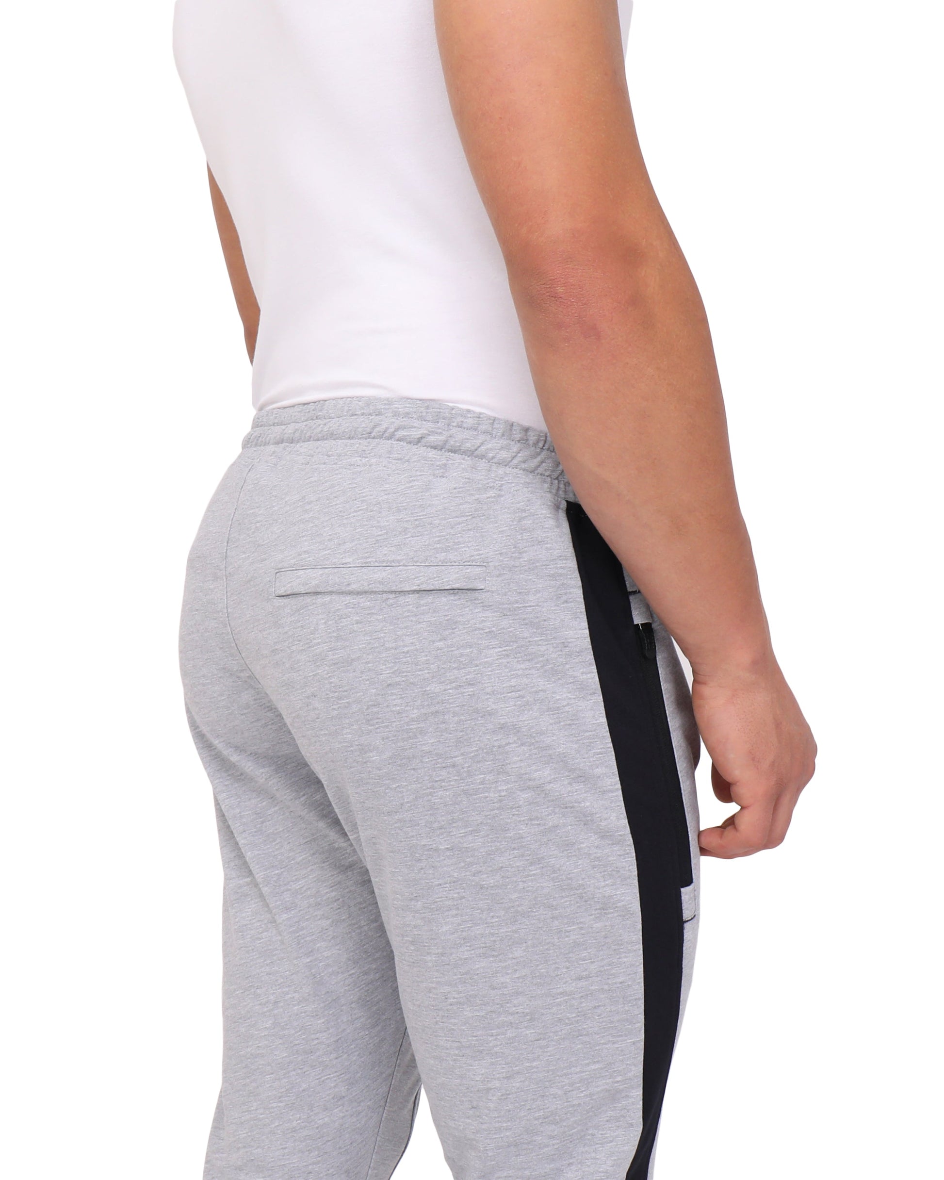 Infinite Flex Jogger tall fit men's active SCR Sportswear gray heather with black side stripe on Tampa Home & Garden Store