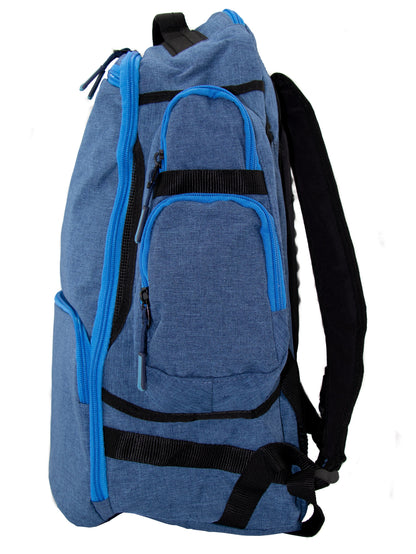 Day Trip Backpack blue fabric with blue zipper pockets and straps White Water Life on Tampa Home & Garden Store