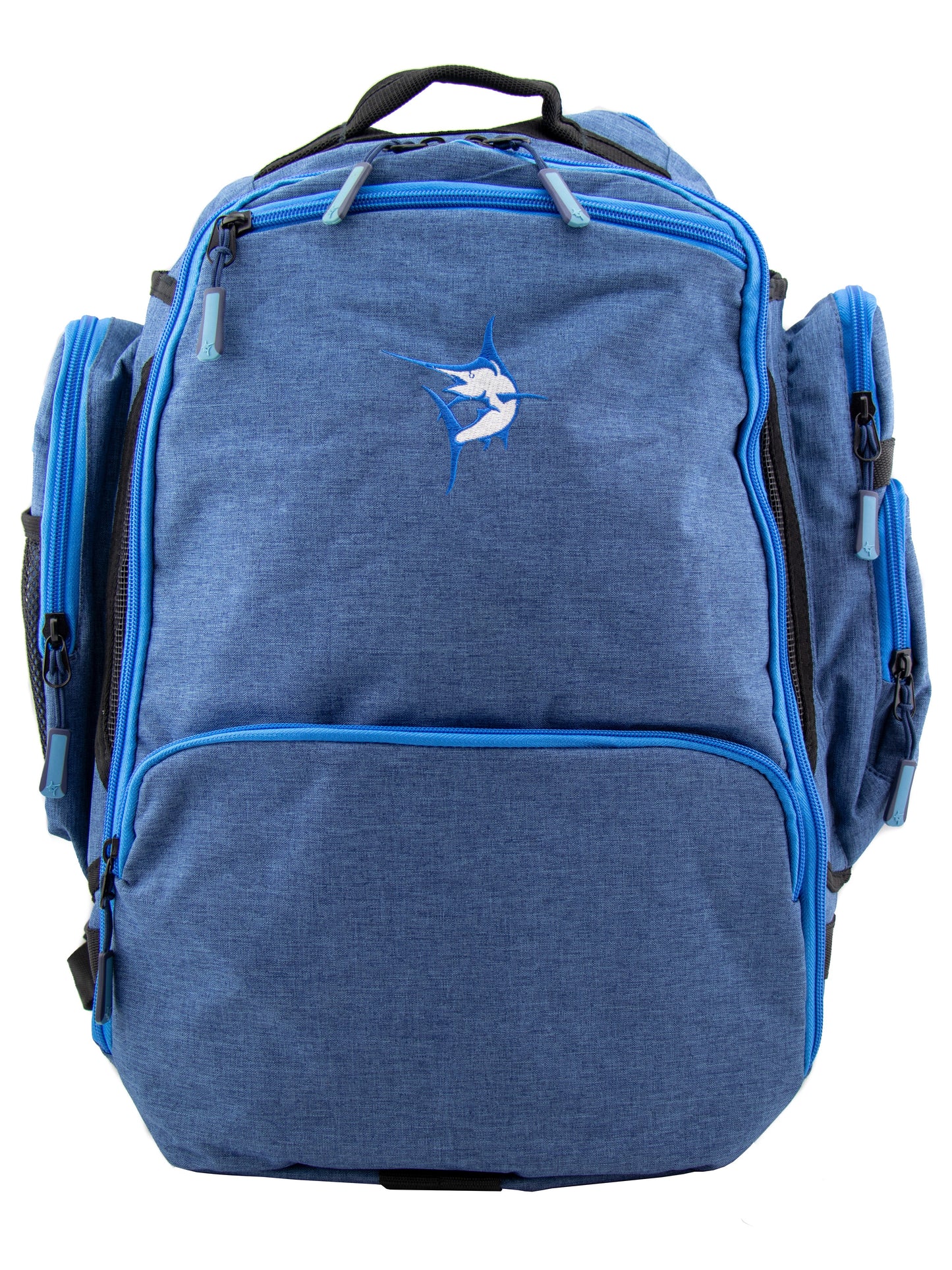 Day Trip Backpack by White Water Life, blue fabric with teal zipper pulls and front logo on Tampa Home & Garden Store