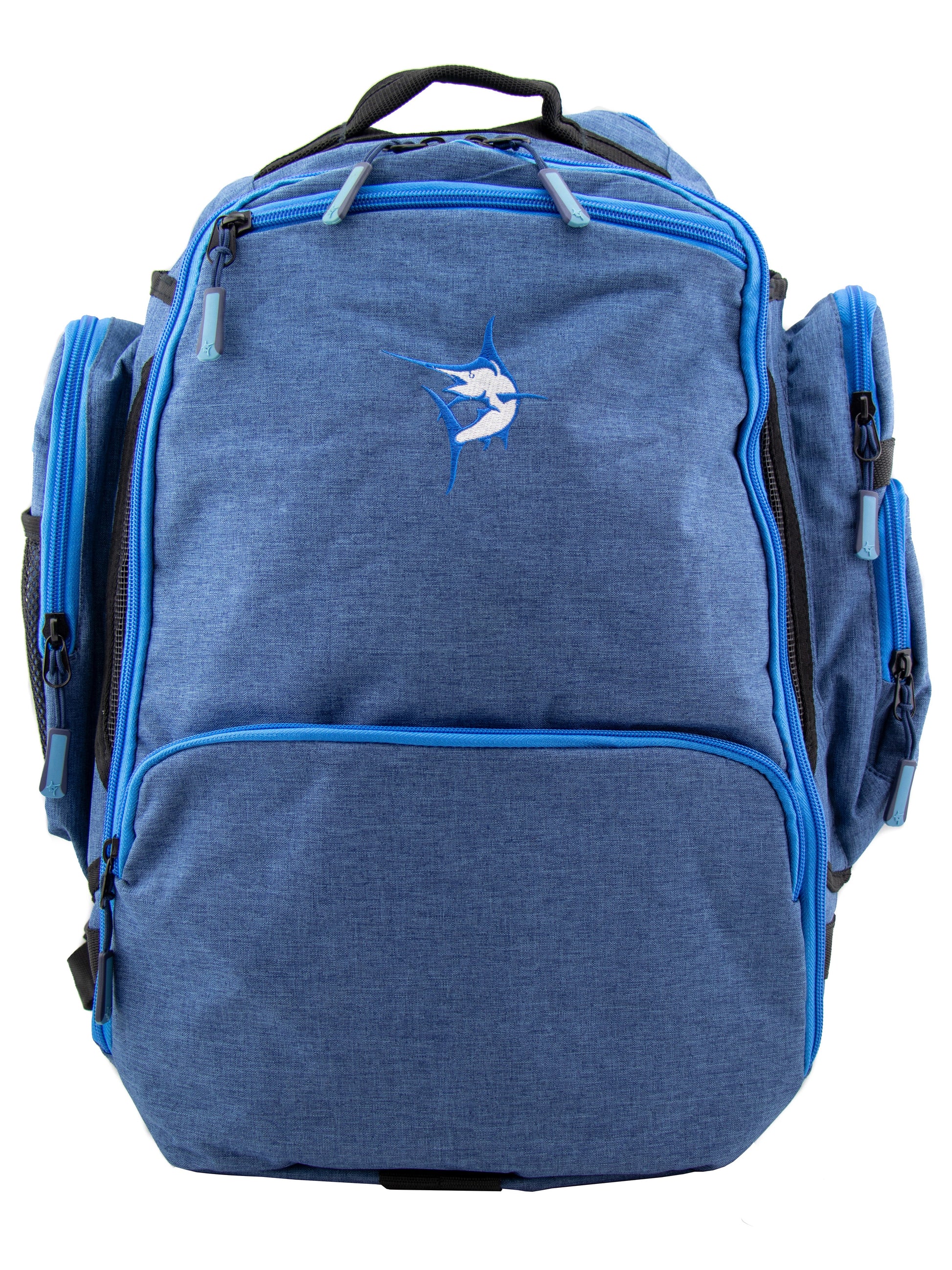 Day Trip Backpack by White Water Life, blue fabric with teal zipper pulls and front logo on Tampa Home & Garden Store