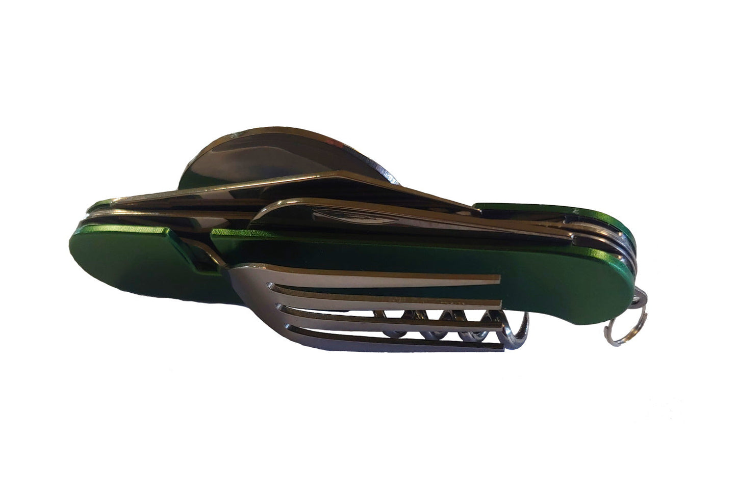 River Country Gear Utensil Set green multi-tool with fold-out spoon fork knife on Tampa Home & Garden Store
