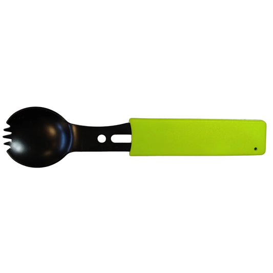 Spork black metal head with lime green handle River Country Gear camping utensil on Tampa Home & Garden Store