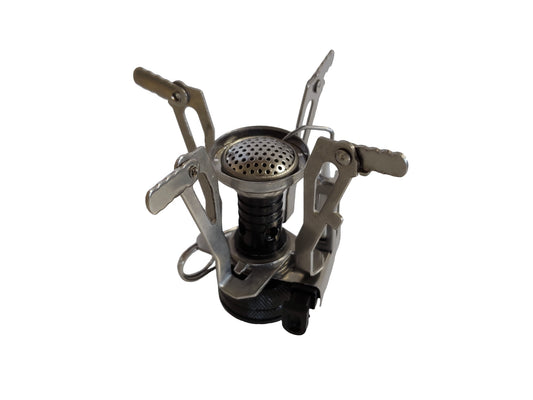 Gas backpacking stove with perforated burner head and pot supports River Country Gear on Tampa Home & Garden Store