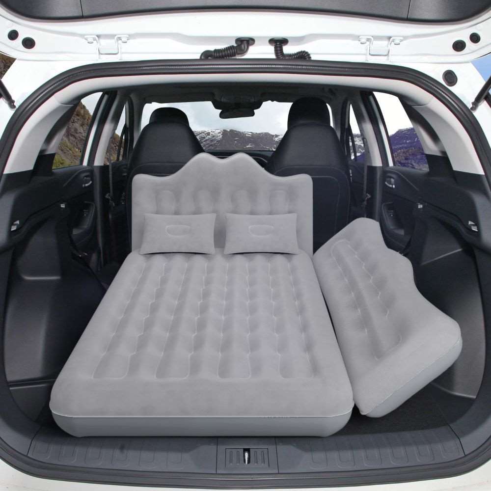 Umbrauto gray backseat inflatable car mattress on SUV rear seats with two pillows on Tampa Home & Garden Store