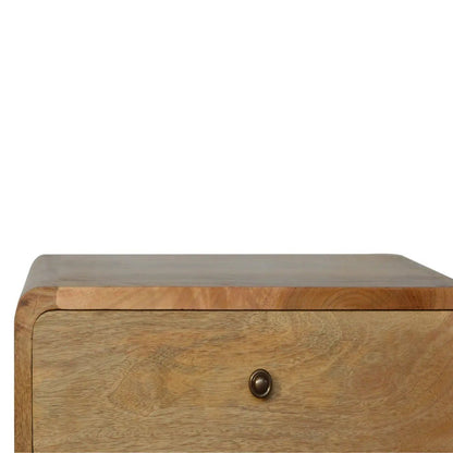 Curved Nightstand in natural oak with rounded edges and a single bronze-knob drawer on Tampa Home & Garden Store