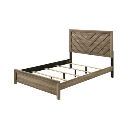 Modern Chevron Patterned Headboard Bed by HouseOfZazla, natural wood panel bed frame on Tampa Home & Garden Store