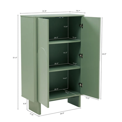 Accent cabinet by HouseOfZazla in sage green with soft-close doors and adjustable shelves on Tampa Home & Garden Store