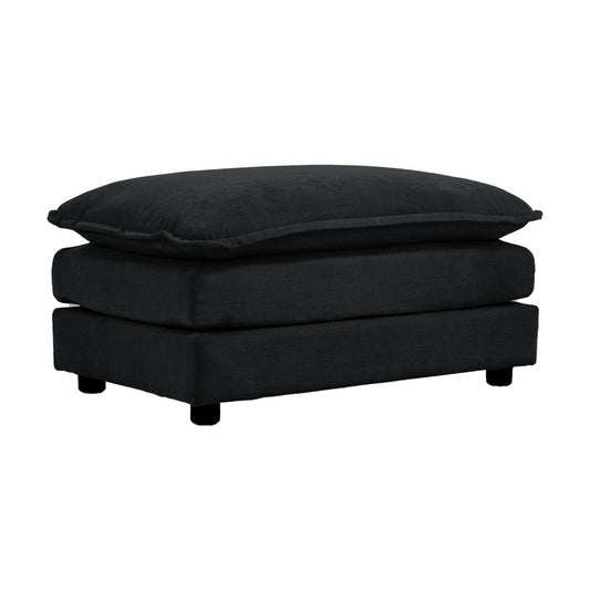 Chenille fabric ottoman footrest in black for sofa pairing on Tampa Home & Garden Store