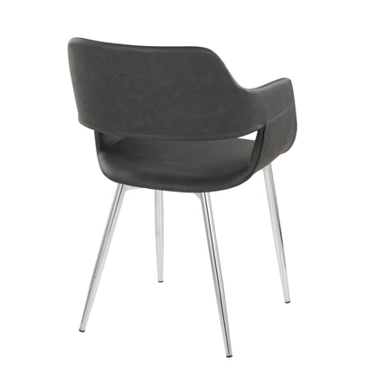 Contemporary dining chair set black faux-leather seat with chrome metal legs HouseOfZazla on Tampa Home & Garden Store