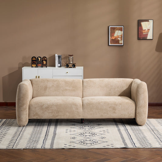 Tonson 83in 3-Seater Velvet Sofa wave design beige velvet by HouseOfZazla on Tampa Home & Garden Store