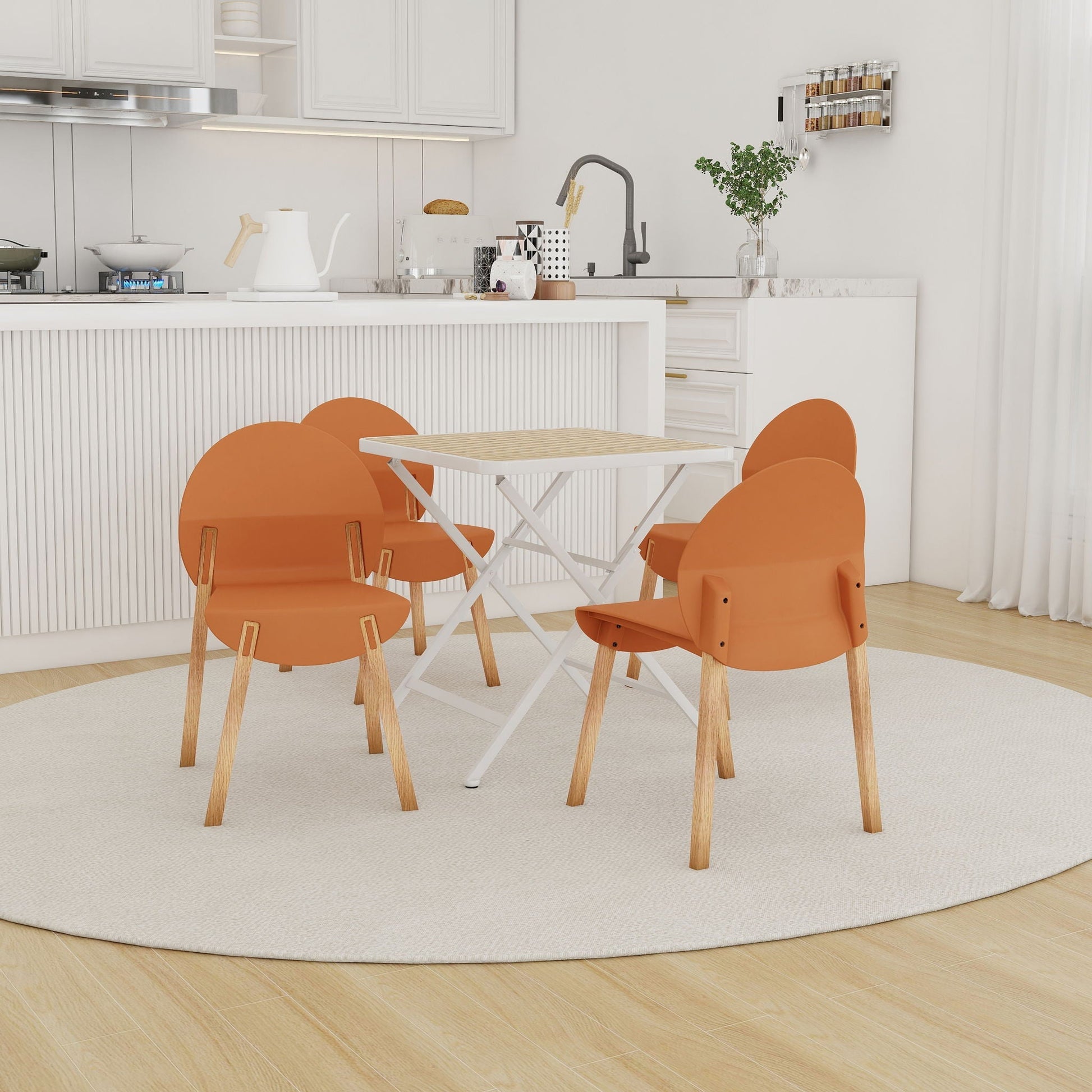 4 piece set of orange chairs with folding white square table by HouseOfZazla on Tampa Home & Garden Store