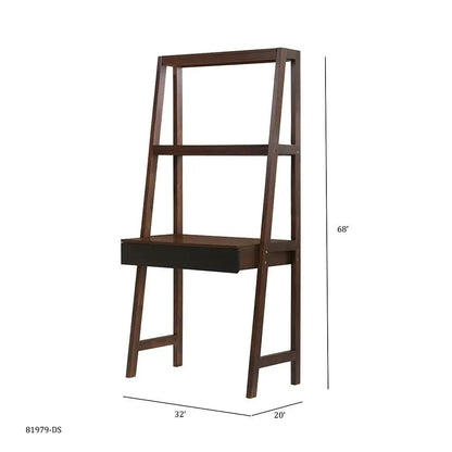 Ladder Desk and Shelf In Natural Wood Finish