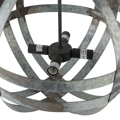 4-light gray galvanized chandelier with orb frame and adjustable chain bulbs not included on Tampa Home & Garden Store