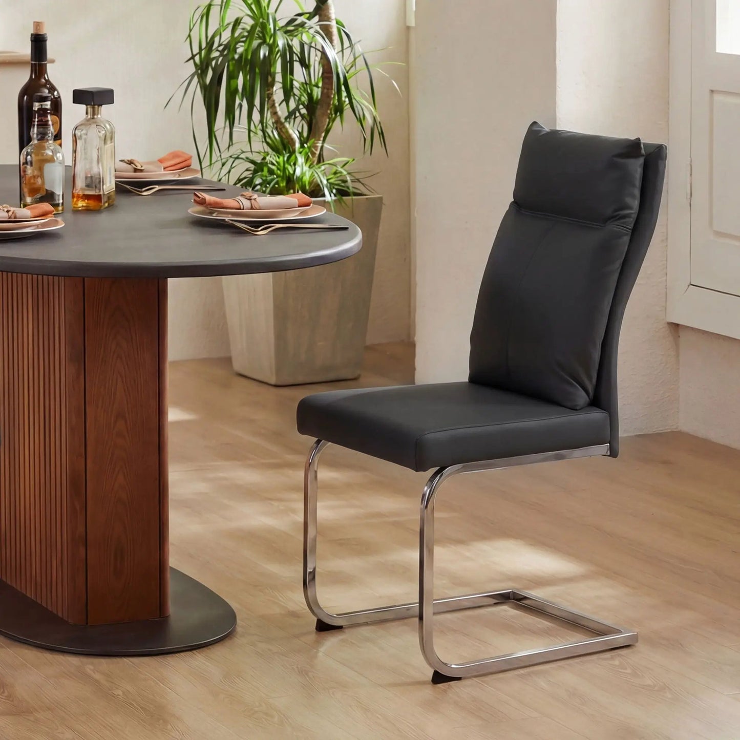 Modern dining chair set with soft cushion backrest and chrome legs, 2-piece on Tampa Home & Garden Store