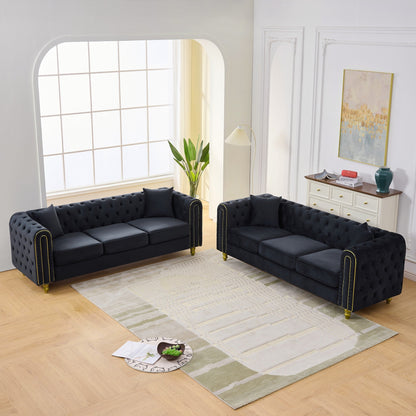 Modern Velvet Chesterfield Loveseat Sofa