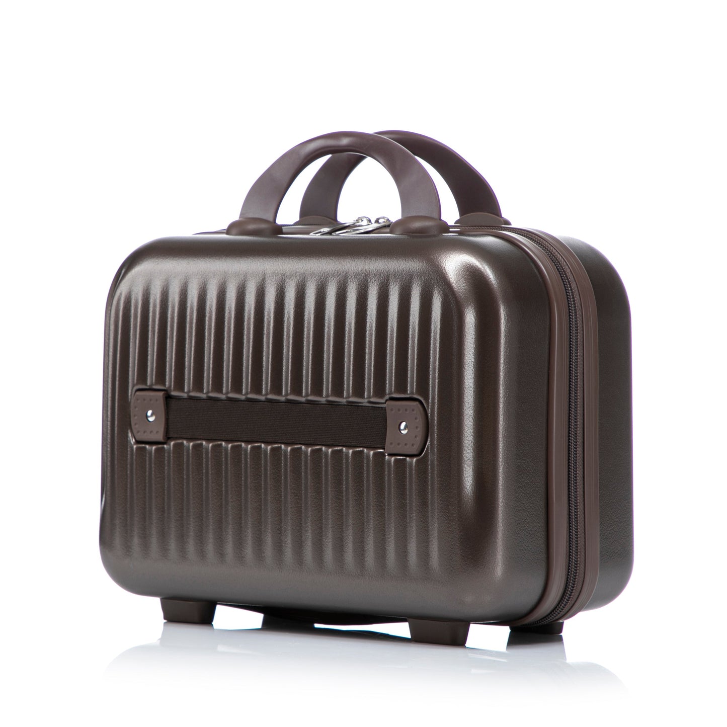 Brown ABS hard-shell luggage with ribbed exterior and dual top handles on Tampa Home & Garden Store