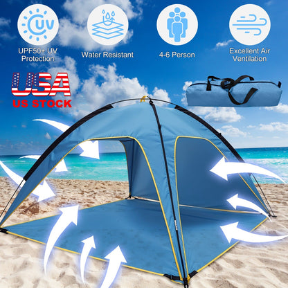GemGear beach tent 4-6 person blue waterproof canopy with carry bag on Tampa Home & Garden Store