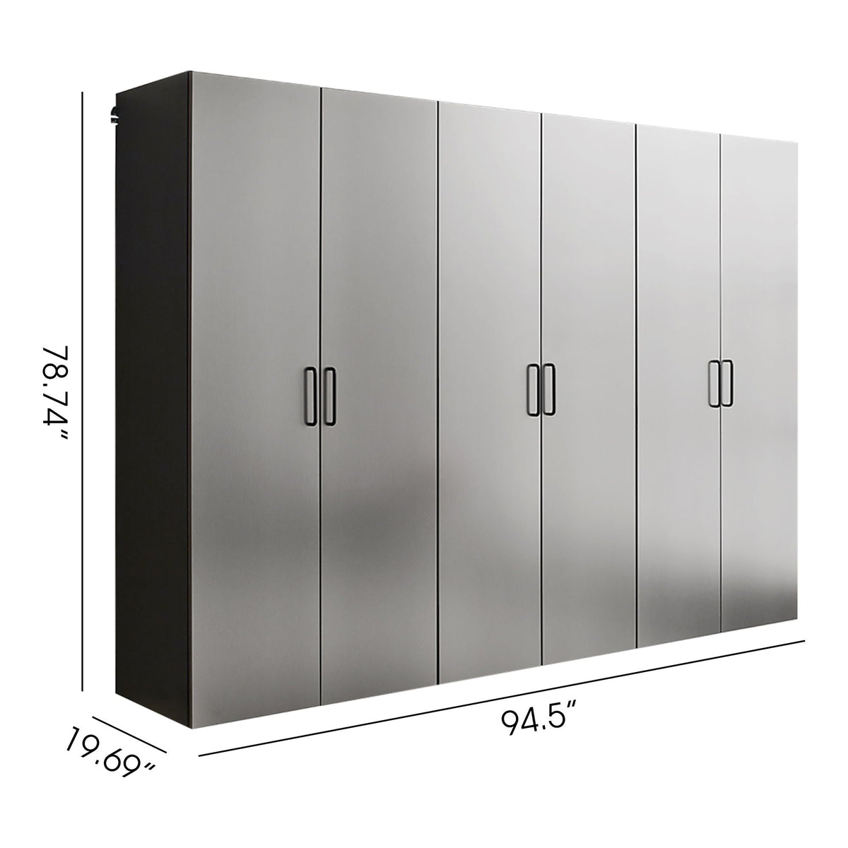 Garage cabinet set by HouseOfZazla in metallic gray with soft-close drawers, 94.5 in wide on Tampa Home & Garden Store