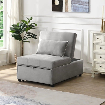 Versatile folding ottoman sofa bed in gray fabric with cushioned top for space-saving comfort on Tampa Home & Garden Store