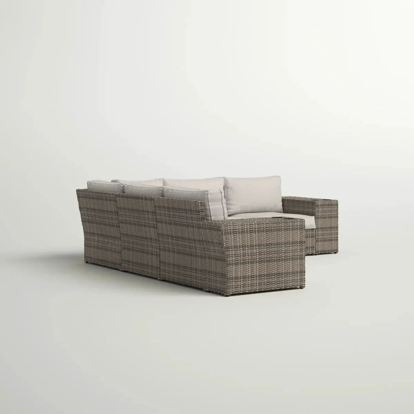 Wide outdoor wicker sectional with gray cushions, 2-piece set by Unique Piece Furniture on Tampa Home & Garden Store