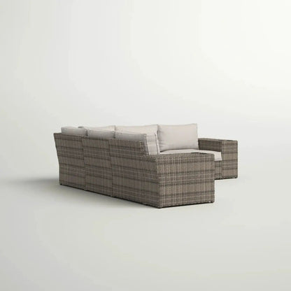 Wide outdoor wicker sectional with gray cushions, 2-piece set by Unique Piece Furniture on Tampa Home & Garden Store