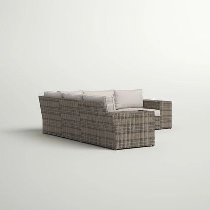 Wide Outdoor Wicker Sectional and Gray Cushions