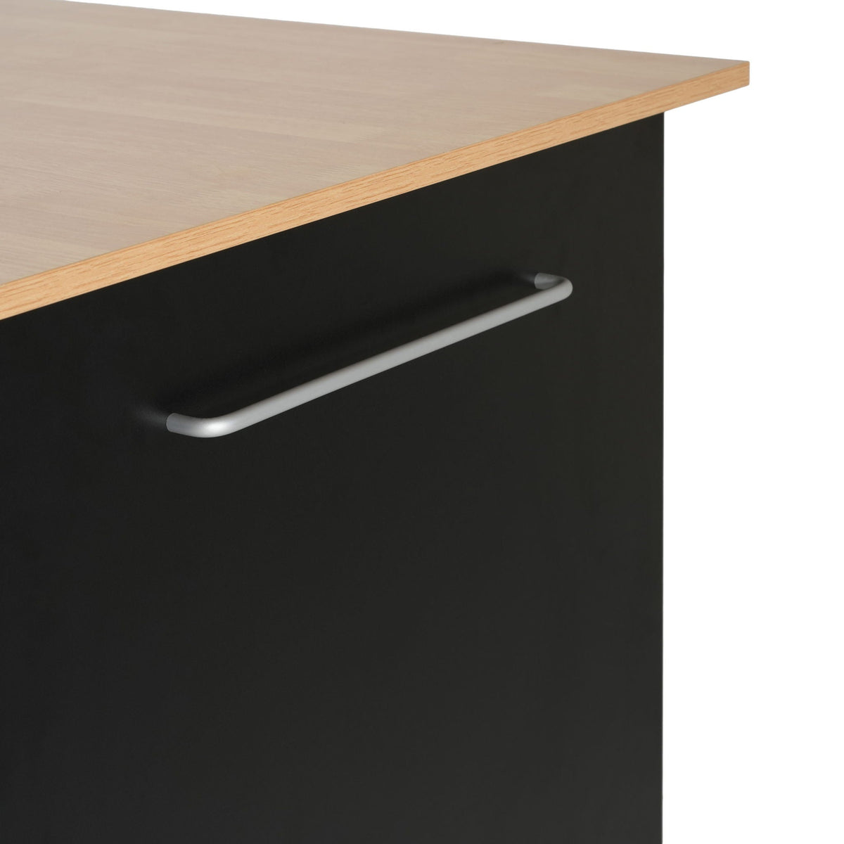 Mobile Kitchen Cart with Storage, black cabinet and natural wood top, 2 doors & 3 drawers by HouseOfZazla on Tampa Home & Garden Store