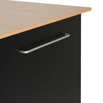 Mobile Kitchen Cart with Storage, black cabinet and natural wood top, 2 doors & 3 drawers by HouseOfZazla on Tampa Home & Garden Store