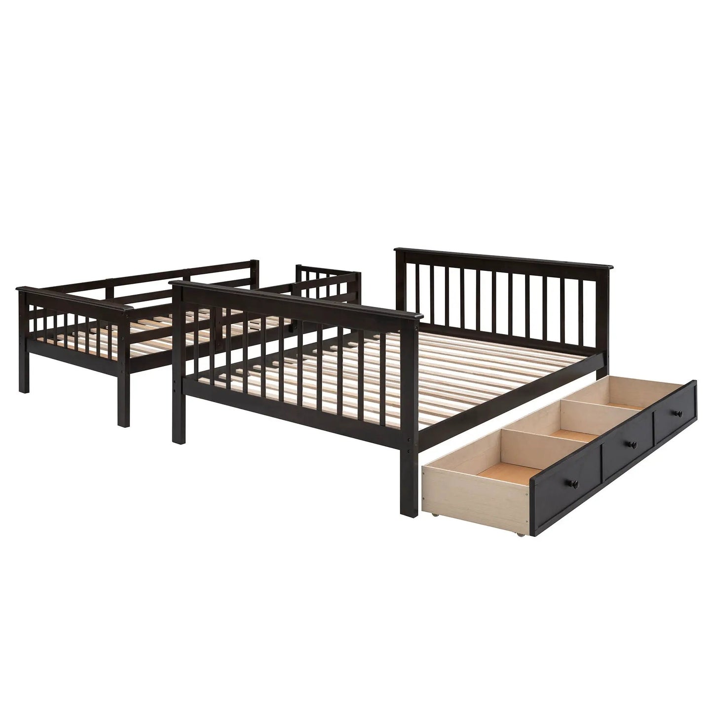 Stairway Bunk Bed with Storage and Guard Rail