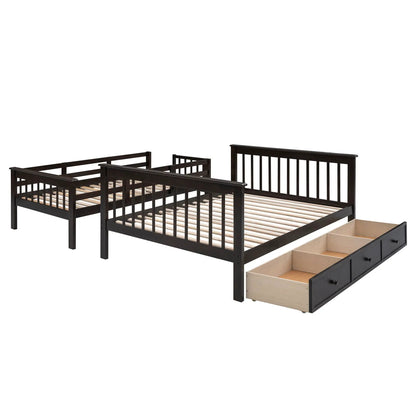Stairway Bunk Bed with Storage and Guard Rail