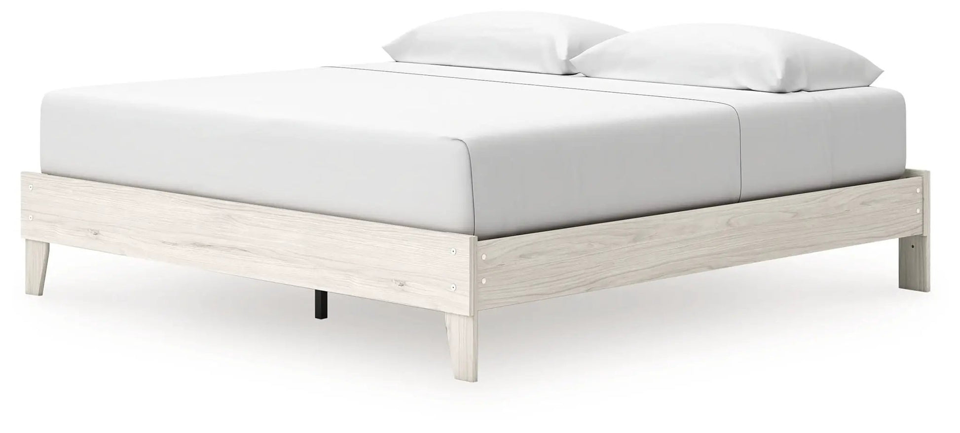 Socalle Platform Bed by Unique Piece Furniture, light wood frame with white bedding on Tampa Home & Garden Store