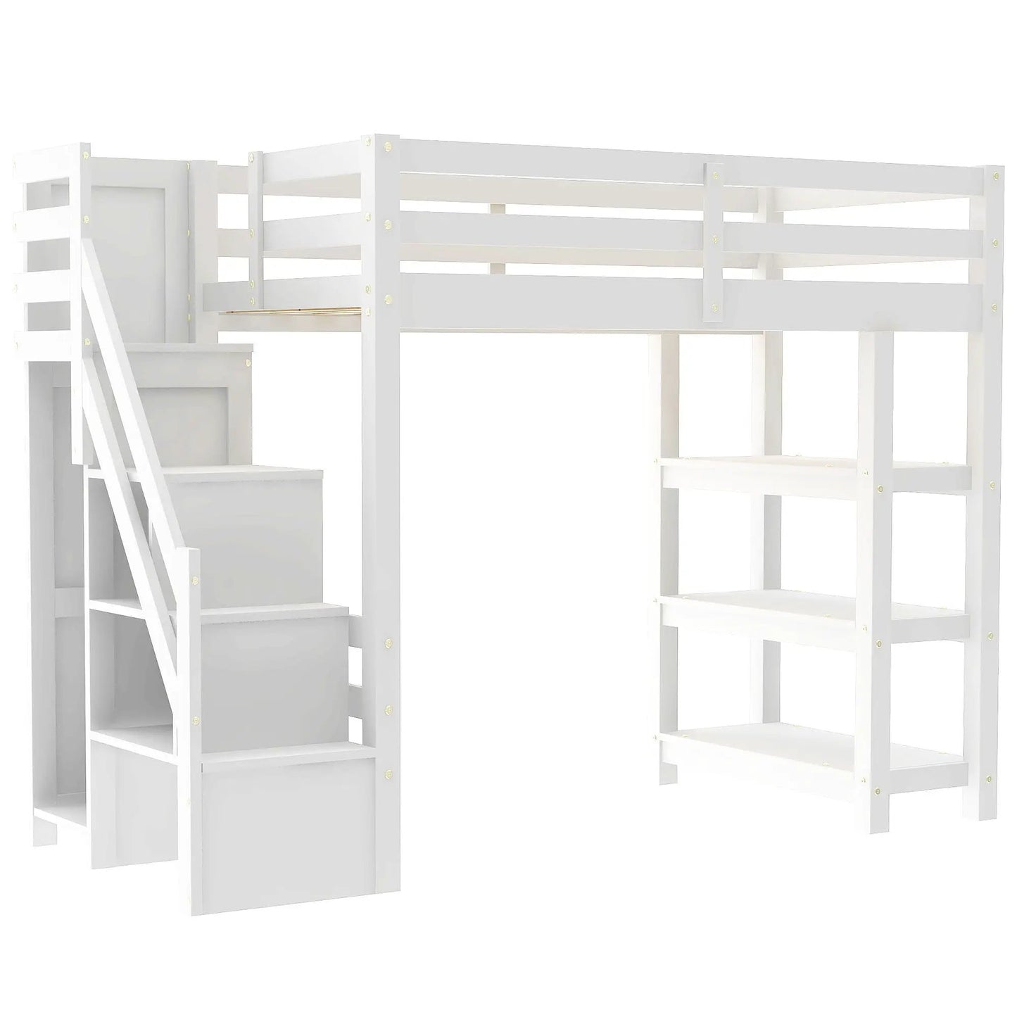 Loft Bed With Storage Staircase LED Light