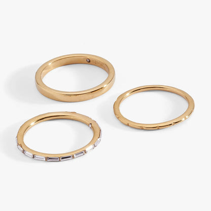 Baguette Stacking Ring Set of 3 with Crystals