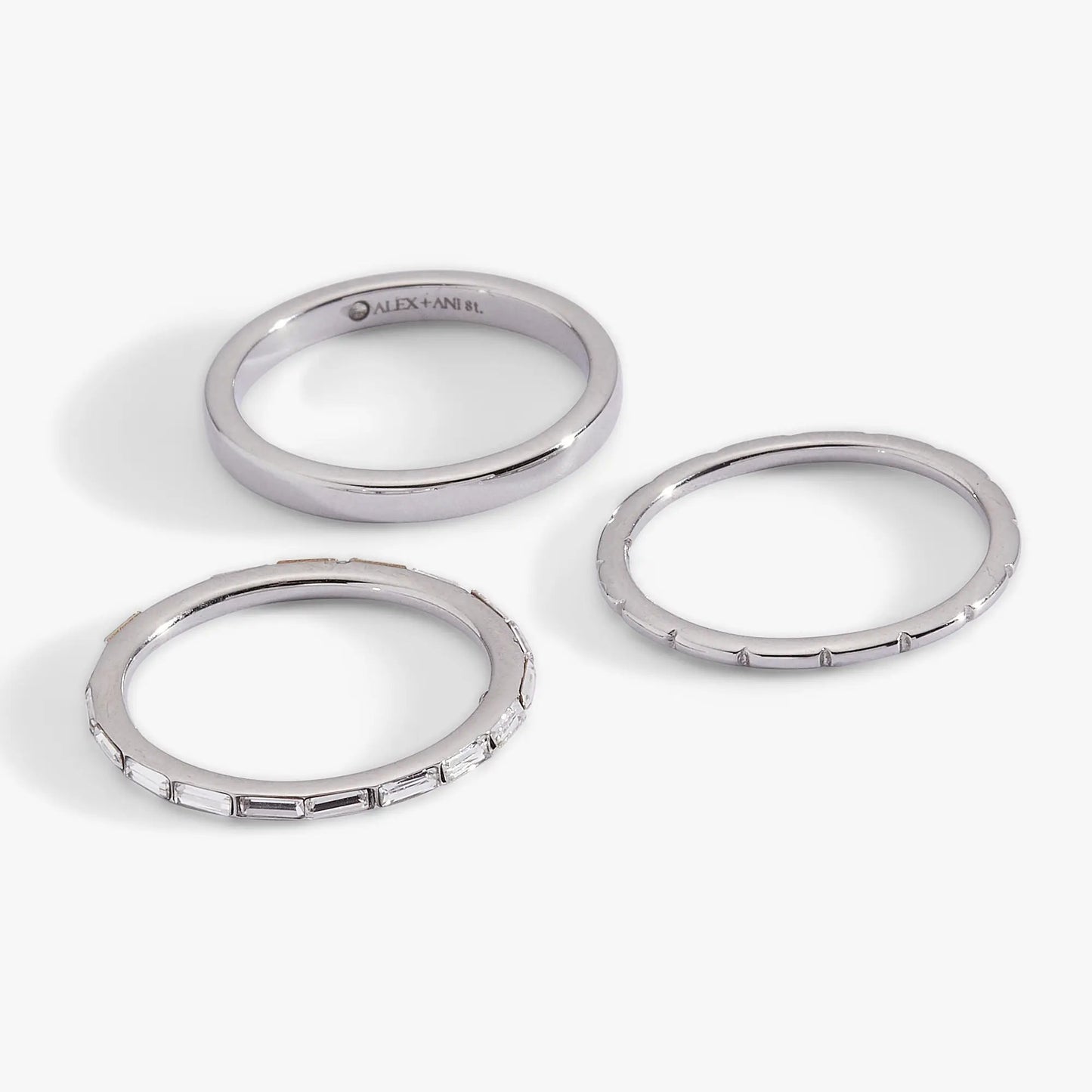 Baguette Stacking Ring Set of 3 with Crystals