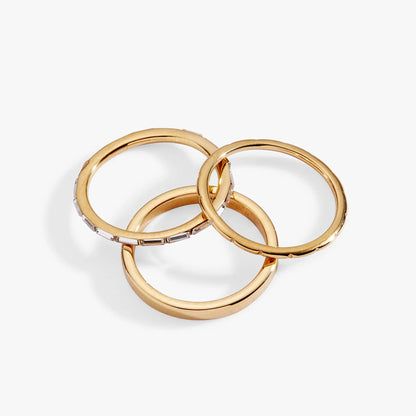 Baguette Stacking Ring Set of 3 with Crystals