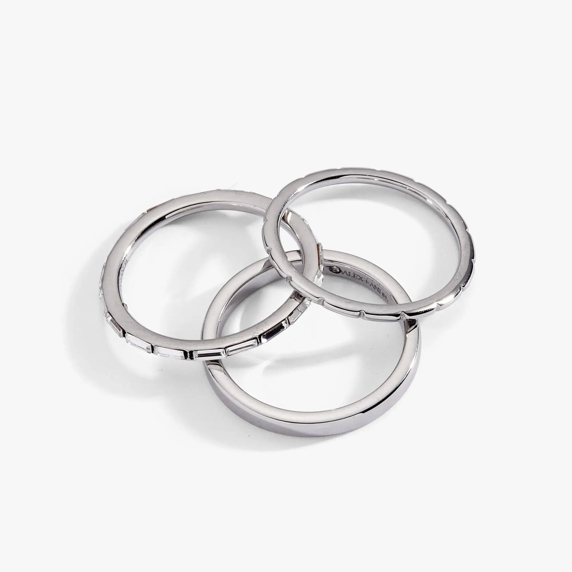 Baguette Stacking Ring Set of 3 in silver metal by Alex and Ani on Tampa Home & Garden Store
