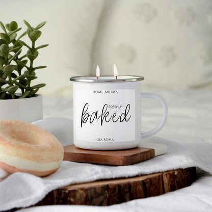 16oz Candle Mug white ceramic dual-wick Gia Roma Home Aroma Freshly baked label on Tampa Home & Garden Store