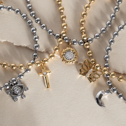 Cross Ball Chain Bracelet by ALEX AND ANI in silver and gold tones with charms on Tampa Home & Garden Store