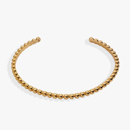 Gold beaded cuff bracelet, ALEX AND ANI engraving on inner side, gold-tone beads on Tampa Home & Garden Store