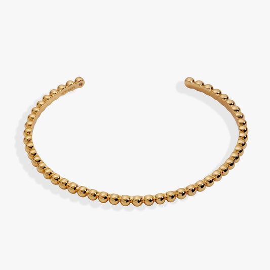 Gold beaded cuff bracelet, ALEX AND ANI engraving on inner side, gold-tone beads on Tampa Home & Garden Store