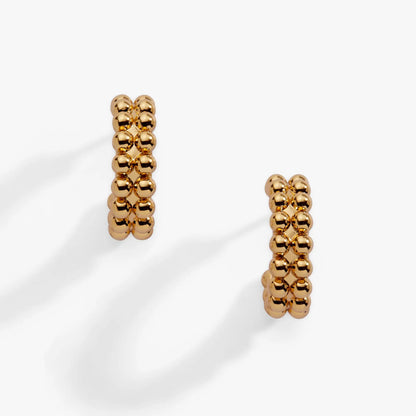 Shiny Gold Ball Texture Huggie Hoop Earring