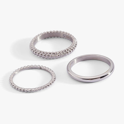 Ball Stacking Ring Set of 3 by ALEX AND ANI in silver-tone beaded rings with a smooth band on Tampa Home & Garden Store