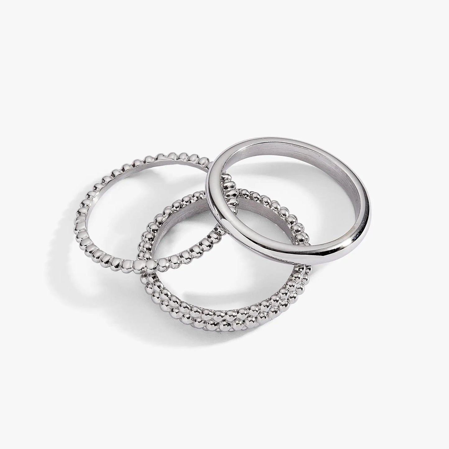 Ball Stacking Ring Set of 3 silver-tone rings with beaded edges by ALEX AND ANI on Tampa Home & Garden Store