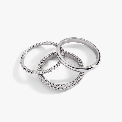 Ball Stacking Ring Set of 3 silver-tone rings with beaded edges by ALEX AND ANI on Tampa Home & Garden Store